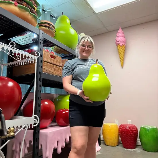 Small Green Pear Over Sized Statue {3}