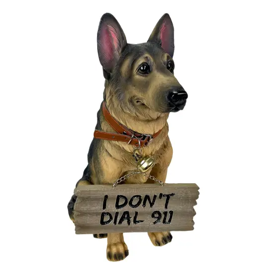 I Don't Dial 911 German Shepherd Guard Dog Warning Statue {1}