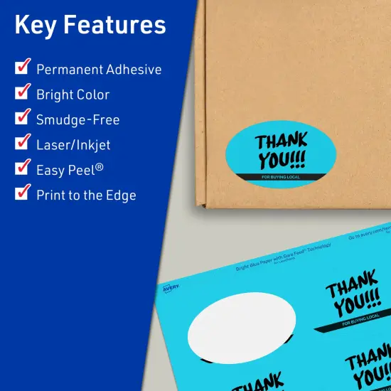 Avery Bright Blue Paper Labels, 2" x 3-1/3" Oval {2}