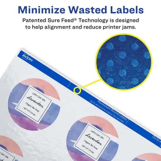 Avery Printable Round Labels with Sure Feed, 2" Diameter, Glossy White, 60 Customizable Labels (22817) {4}