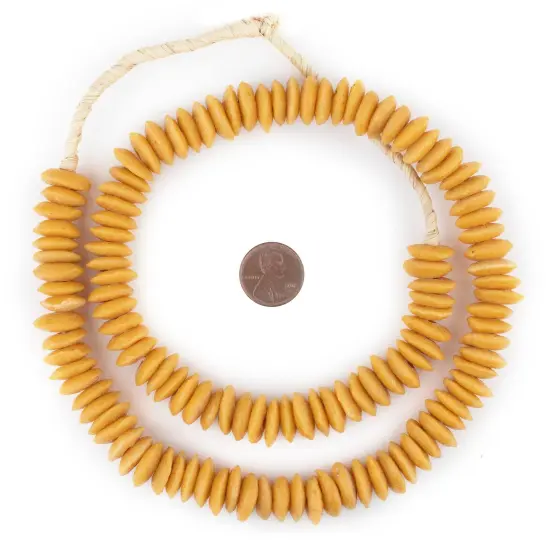 The Bead Chest Ashanti Fair Trade Glass Saucer Beads - African Tribal Ethnic Disk Rondelle Spacers (Amber) {2}