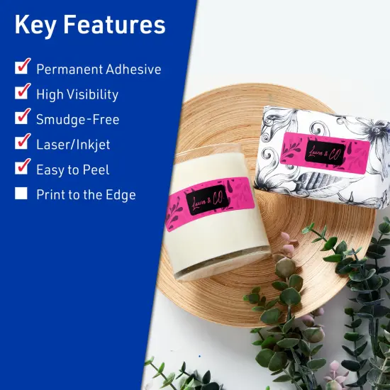 Avery Neon Magenta Paper Labels, 5/8" x 3" Rectangle {2}