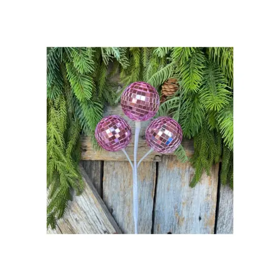 10" Pink Disco Ball Holiday Spray {4}