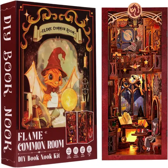Book Nook Wizardi Miniature - Flame Common Room Roombox Kit {2}