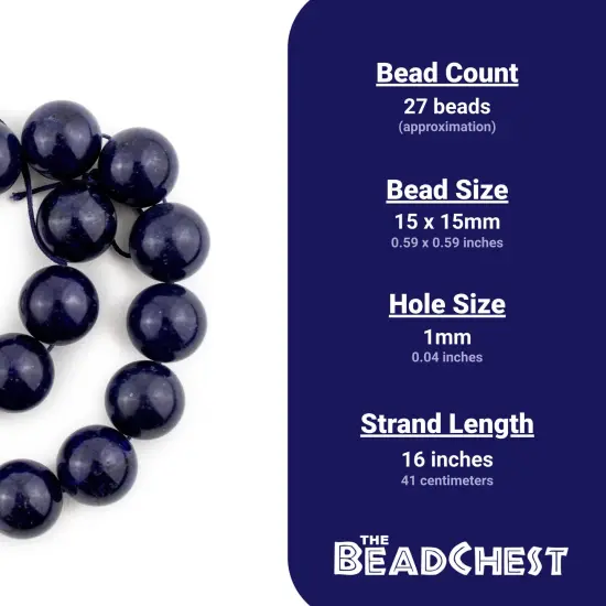 The Bead Chest Round Lapis Lazuli Beads (15mm) {5}