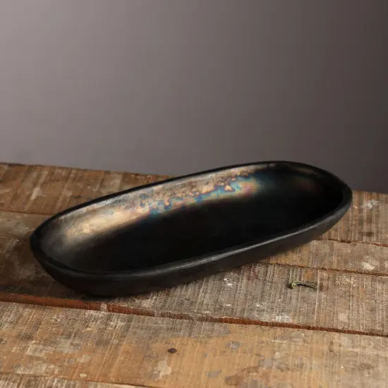 Handcrafted Longpi Pottery Rectangle Plate - 12 X 5" {2}