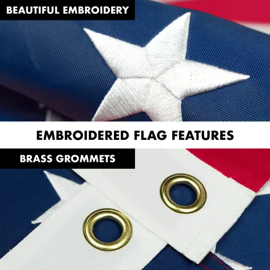 G128 - 5 Feet Tangle Free Spinning Flagpole (Black) American Flag Brass Grommets Embroidered 2.5x4 ft American Flag Brass Grommets (Flag Included) Aluminum Flag Pole {4}