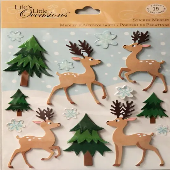 K & Company Life's Little Occasions Reindeer & Trees Dimensional Stickers Medley {1}