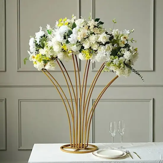 32" Gold Scalloped Fan Metal Flower Display Stand Table Centerpiece Party Events {2}