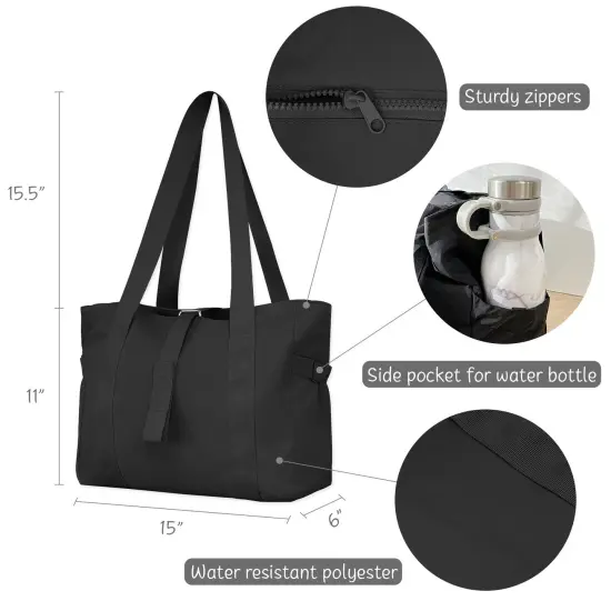 Wrapables Sporty Yoga Tote Bag, Gym, Work, Overnight and Travel Bag, Black {2}