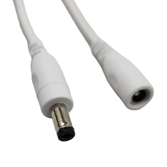 3 foot long DC power plug extension - 5.5mm/2.1mm plug - White {1}