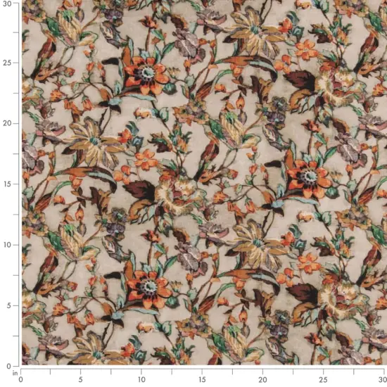 Smoke - Brown,Grey & Silver,Orange & Rust Floral Upholstery Fabric 54 Inches" {4}