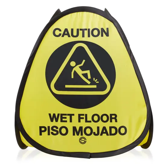 Dryser 3-Pack 16" Pop-up Caution Wet Floor Signs -&nbsp;Yellow&nbsp;4-Sided English/Spanish Warnings {2}