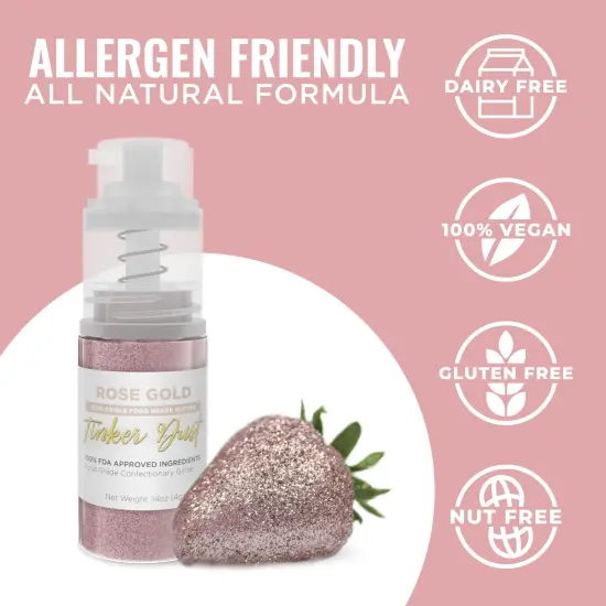Bakell - Rose Gold Tinker Dust Edible Glitter (4g, 1x Spray Pump) for Food, Desserts, and Beverages! {3}