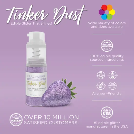 Bakell - Lilac Purple Tinker Dust Edible Glitter (4g, 1x Spray Pump) for Food, Desserts, and Beverages! {2}