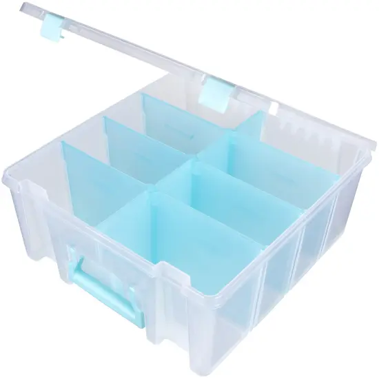 ArtBin Super Satchel Double Deep W/Removable Dividers-Aqua Handle, Latch & Dividers {3}