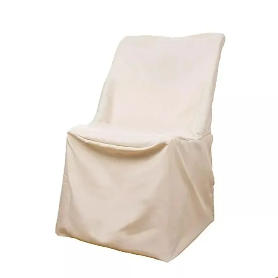 25 pcs Beige LIFETIME Folding CHAIR COVERS Slipcovers Polyester Wedding Supplies {1}