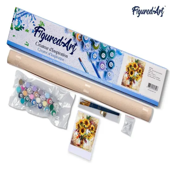 Figured'Art Paint by Numbers for Adults Pretty Sunflowers 16"x20" - Craft Art Painting DIY Kit Rolled Canvas without frame {5}