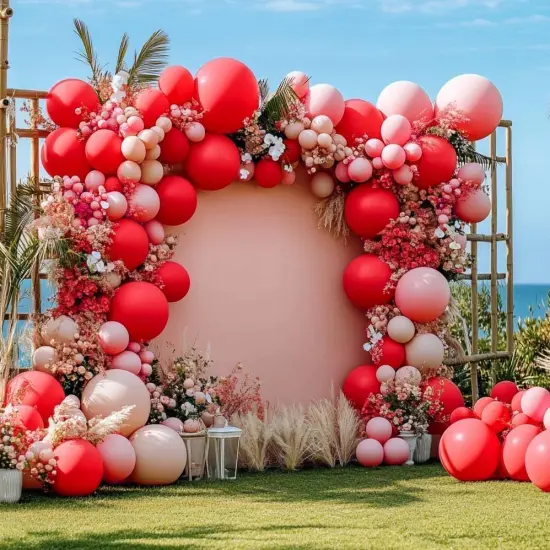 Red Balloons Double Stuffed Dark Red Different Sizes Balloon Garland Arch Kit {5}