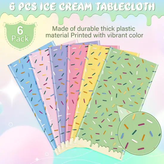 6 Pack Ice Cream Party Decorations Tablecloths {3}