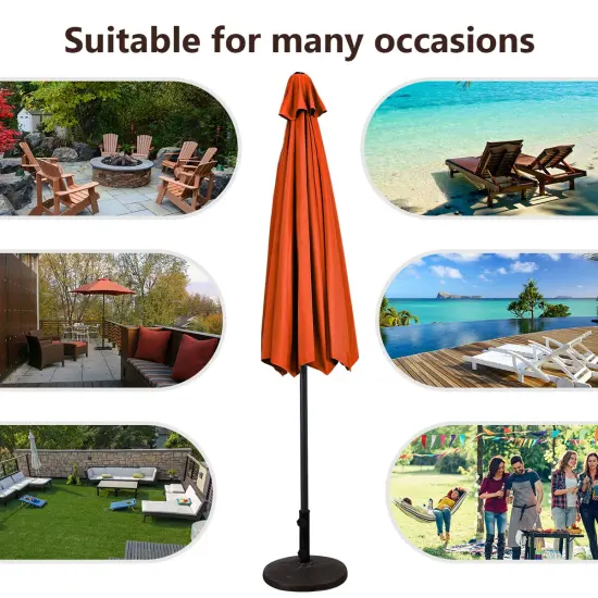 Costway 9FT Patio Umbrella Patio Market Steel Tilt W/ Crank Outdoor Yard Garden Orange {5}