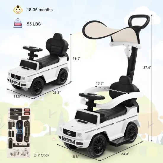 Costway 3 in 1 Ride on Push Car Mercedes Benz G350 Stroller Sliding Car w/ Canopy {3}