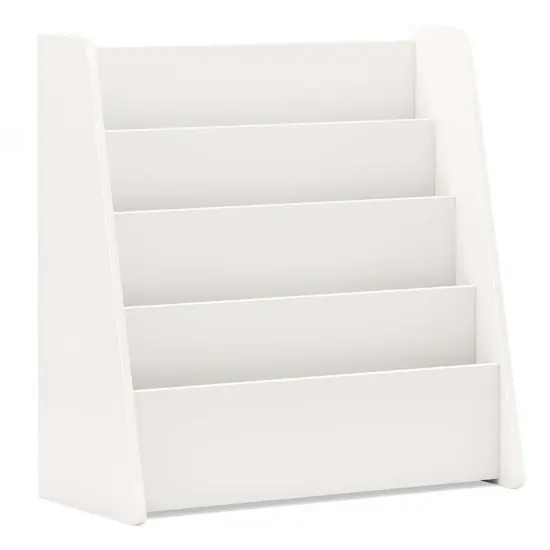 Costway 4-tier Kids Wooden Bookshelf Toddlers Book Rack with Deep Shelves Natural/White {1}