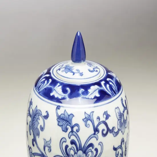 AA Importing 59771 Blue And White Round Jar With Lid {4}