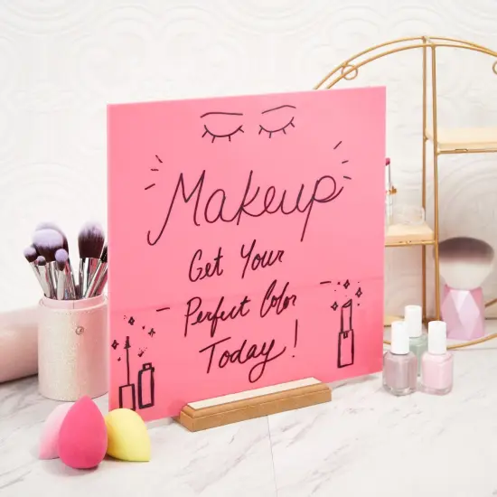 2-Pack Opaque Cast Acrylic Sheet, 1/8-Inch Thick 11.75x11.75-Inch Square Plastic Tiles for Wall Decorations, Laser Cutting, Arts and Crafts, and Custom Signs for Cafes and Boutiques (Pink) {2}