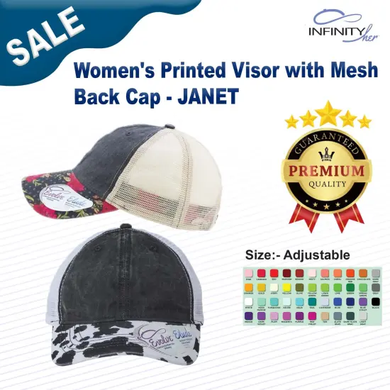 Infinity Her&reg; Women's Printed Visor with Mesh Back Cap Black/ Cow/ White {3}