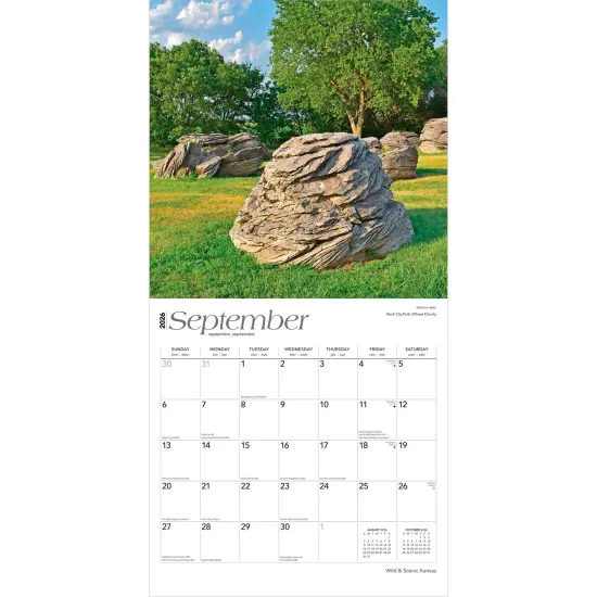 Kansas Wild & Scenic | 2026 12 x 24 Inch (Hanging) Monthly Square Wall Calendar | Plastic-Free {4}