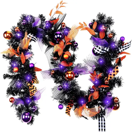 6 ft Artificial Halloween Garland with LED Mixed Ball Rustic {1}