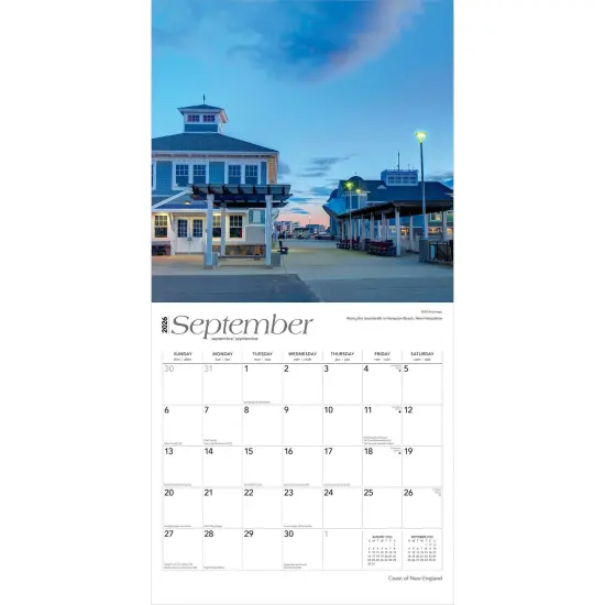 Coast of New England | 2026 12 x 24 Inch (Hanging) Monthly Square Wall Calendar | Plastic-Free {4}