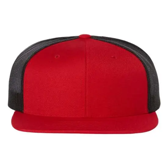 Richardson&reg; Wool Blend Flat Bill Trucker Cap Red/ Black {1}