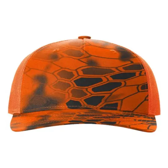 Richardson&reg; Five-Panel Printed Trucker Cap K Inferno/ Bl Orange {1}