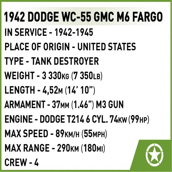 COBI Historical Collection WWII 37mm GMC M6 FARGO Armored Vehicle {6}