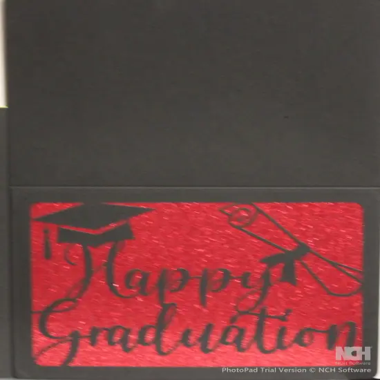Designer Black/Red Happy Graduation Die-cut Glitter Greeting Card With Envelope {1}