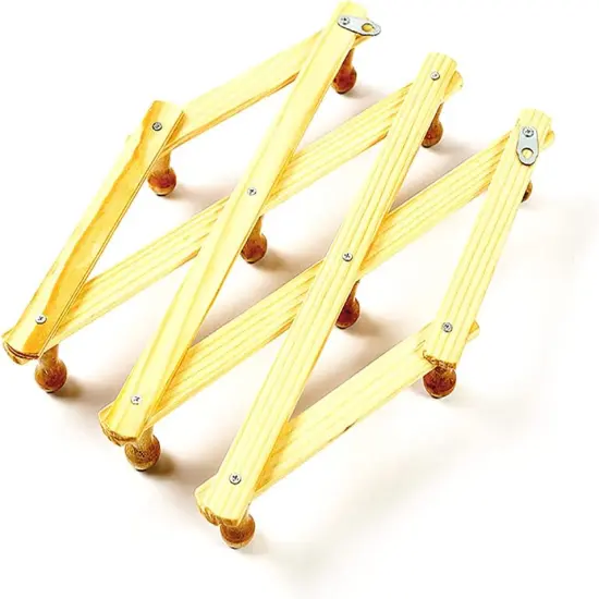 Expandable Coat Rack Accordion Wall Hangers Wooden Hat Rack Wall Mounted Hooks for Keys Coffee Mugs Bows Holder {6}