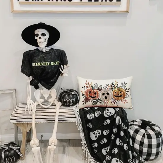 Halloween Pumpkin Throw Pillow Covers 12x20 Inch for Outside {6}