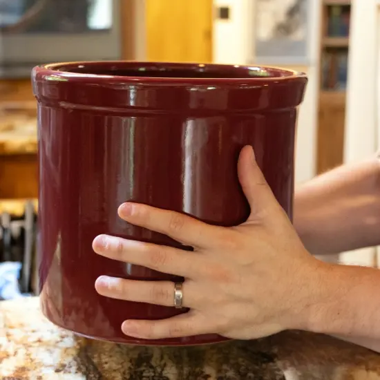 Ohio Stoneware Pickling Fermentation Crock, Handmade for Food Preservation Storage and Decor, Large 2 Gallon {4}