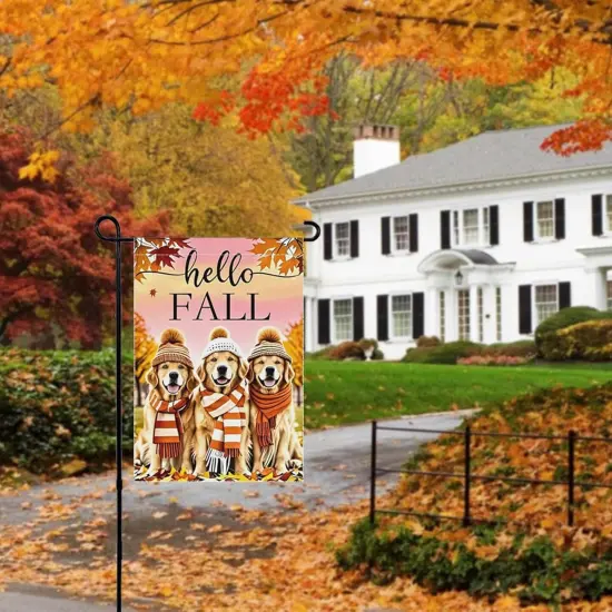 Hello Fall Garden Yard Flag 12x18 Inch(Yellow) {4}