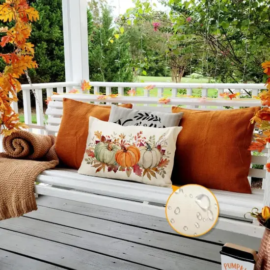 Pillow Covers 12x20 Inch Outdoor Waterproof Thanksgiving Autumn {5}