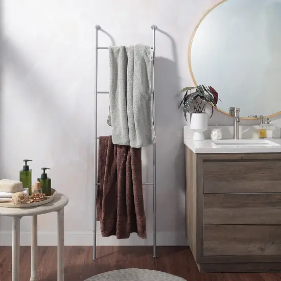 Classic Home, Bath, Bedroom, Closet Leaning Ladder Rack Silver {2}