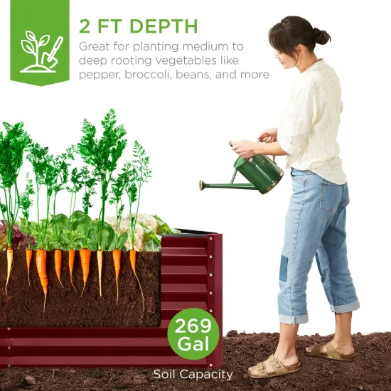 Best Choice Products 6x3x2ft Outdoor Metal Raised Garden Bed, Planter Box for Vegetables, Flowers, Herbs Royal Red {2}