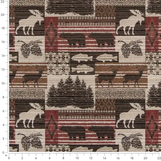 Moose Currant - Brown,Red & Burgundy Novelty Upholstery Fabric 54 Inches" {3}