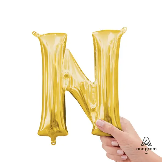 Anagram&reg; 16" Gold Letter N Balloon Air Fill Only Foil Mylar {3}