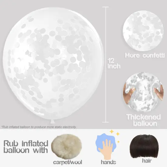 25 Pcs White Latex Confetti Balloons {2}