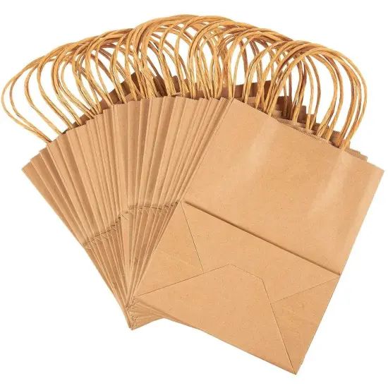 Kraft Gift Bags with Handles for Party Favors, Shopping, Retail (Medium, 24 Pack) {6}