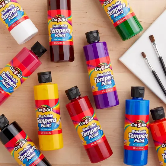 Washable Tempera Paint Bulk Pack 10ct, Assorted Colors 8oz each bottle {3}