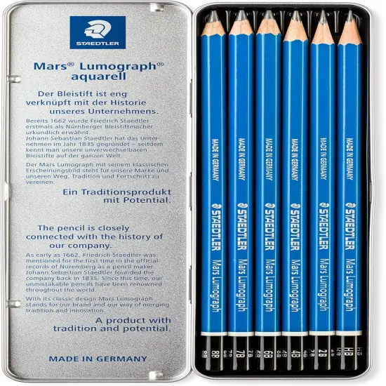 Graphite Drawing and Sketching Pencils 100G6, Set of 6 Degrees in an Attractive Storage Tin (100G6) {2}